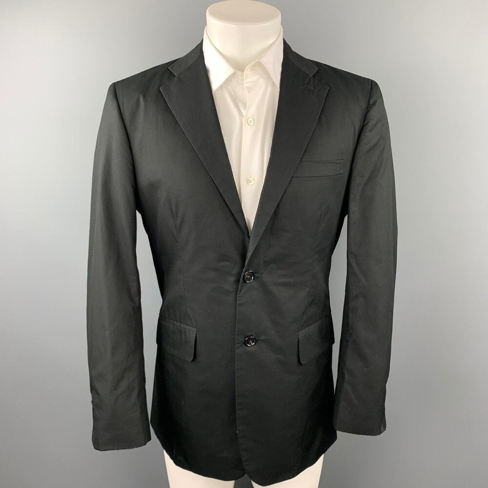 R13 Size 40 Black Embroidery Cotton Notch Lapel Sport Coat